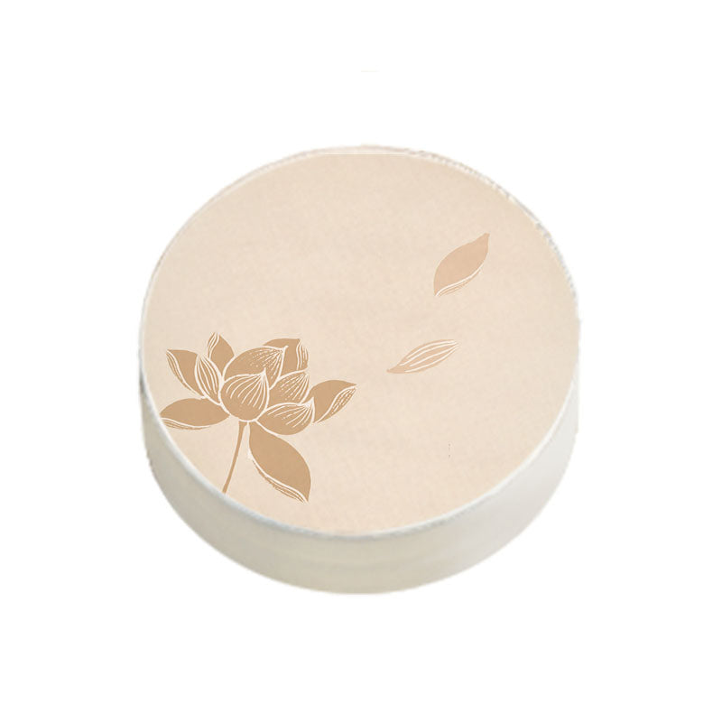 Modern Pouf Ottoman Cotton Upholstered Flower Printed Round Ottoman