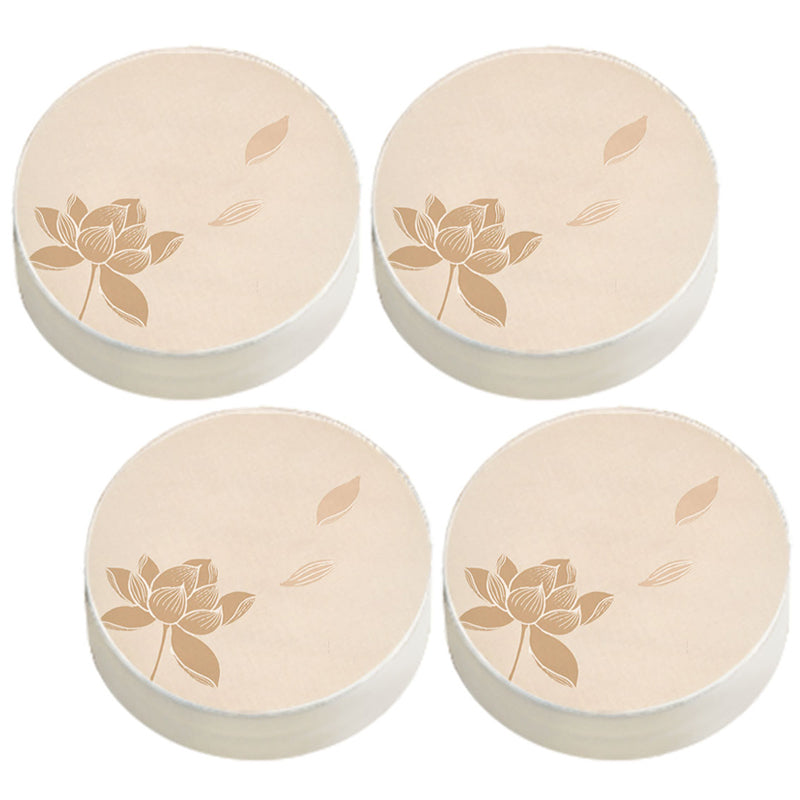 Modern Pouf Ottoman Cotton Upholstered Flower Printed Round Ottoman