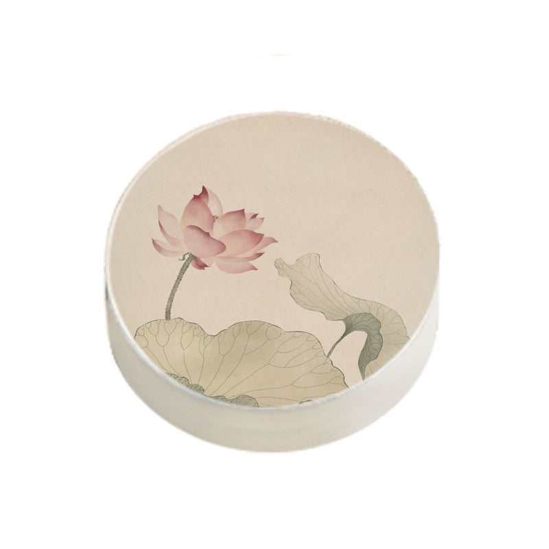 Modern Pouf Ottoman Cotton Upholstered Flower Printed Round Ottoman