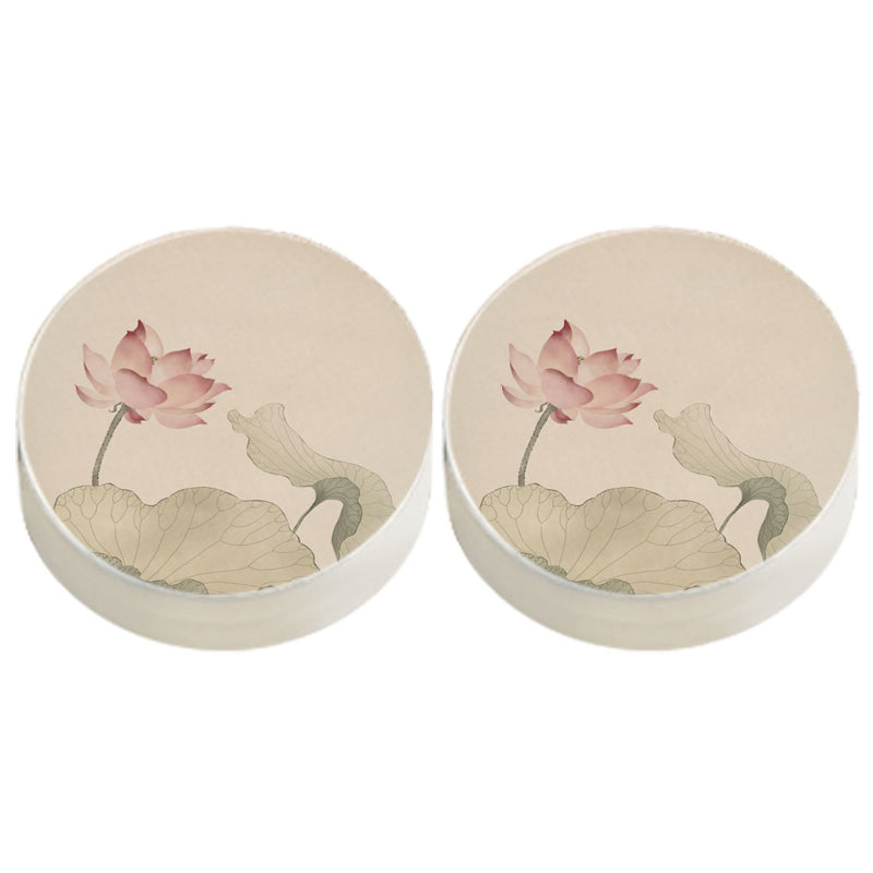 Modern Pouf Ottoman Cotton Upholstered Flower Printed Round Ottoman