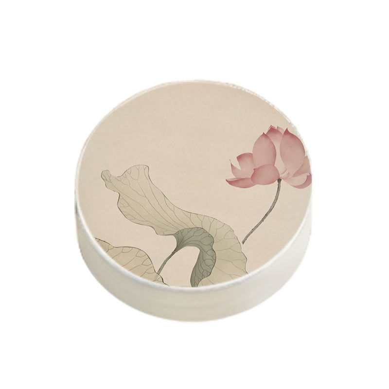 Modern Pouf Ottoman Cotton Upholstered Flower Printed Round Ottoman