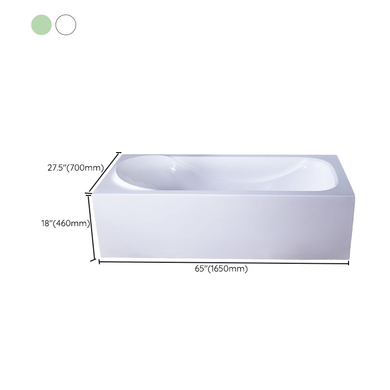 Acrylic Soaking Bathtub Antique Finish Rectangular Back to Wall Bath