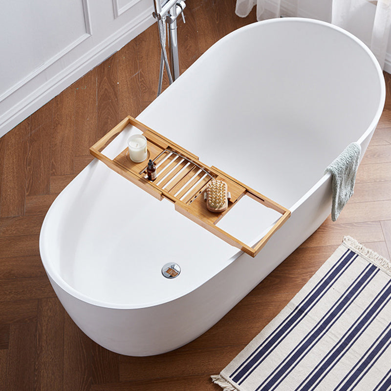 Modern Stone Freestanding Oval Tub Soaking 25.2-inch Tall White Bathtub(Board not Include)