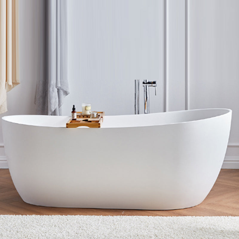 Modern Stone Freestanding Oval Tub Soaking 25.2-inch Tall White Bathtub(Board not Include)