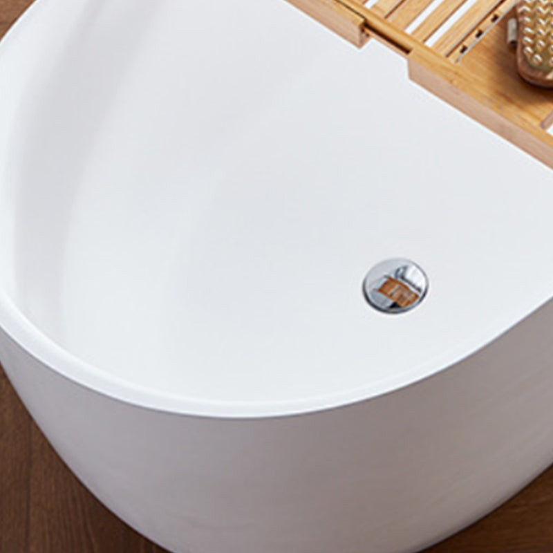 Modern Stone Freestanding Oval Tub Soaking 25.2-inch Tall White Bathtub(Board not Include)