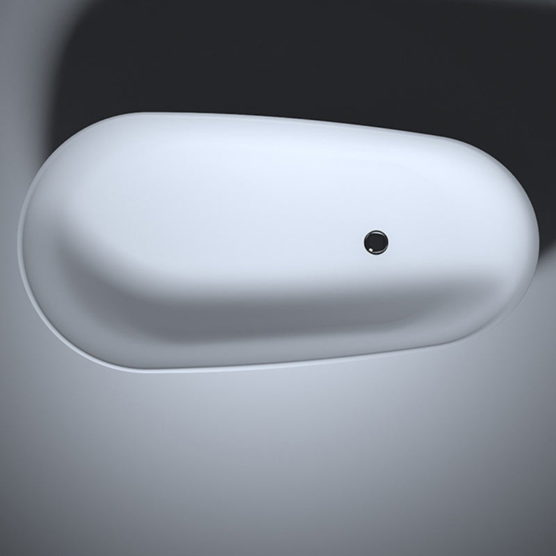 Modern Stone Freestanding Oval Tub Soaking 25.2-inch Tall White Bathtub(Board not Include)