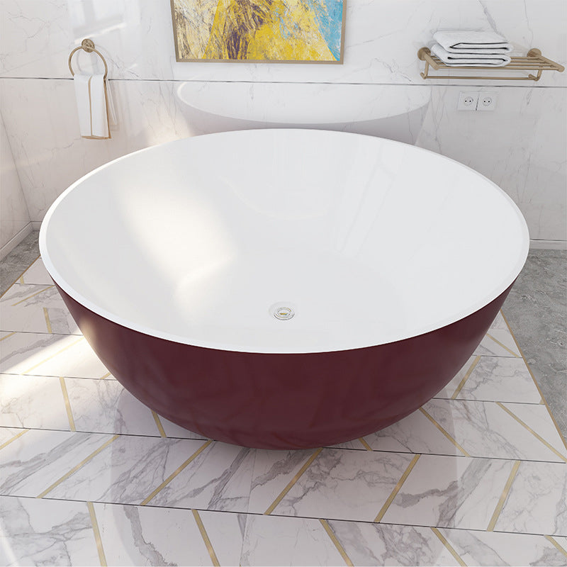 Acrylic Round Tub Soaking Freestanding Bathtub , 23.62-inch Tall