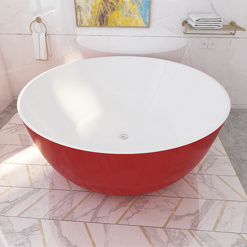 Acrylic Round Tub Soaking Freestanding Bathtub , 23.62-inch Tall