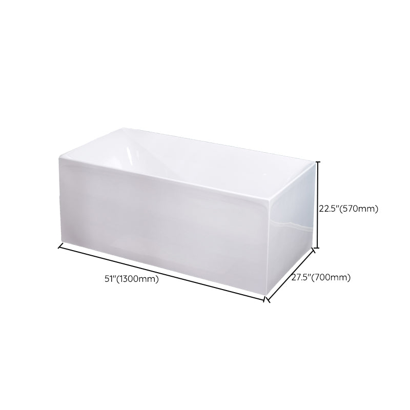 Acrylic Soaking Bathtub White Rectangular Back to Wall Bath Tub