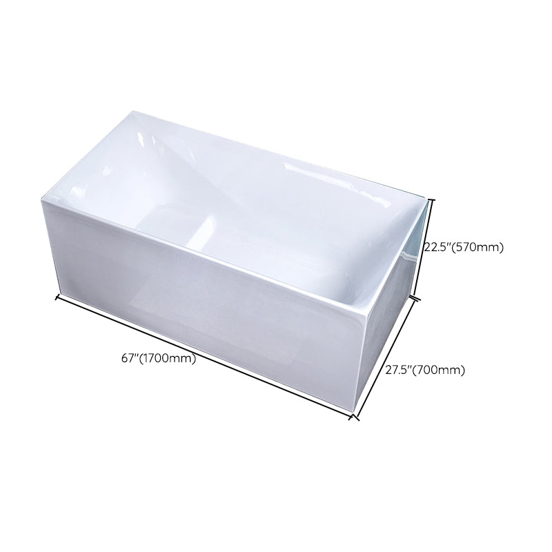 Acrylic Soaking Bathtub White Rectangular Back to Wall Bath Tub