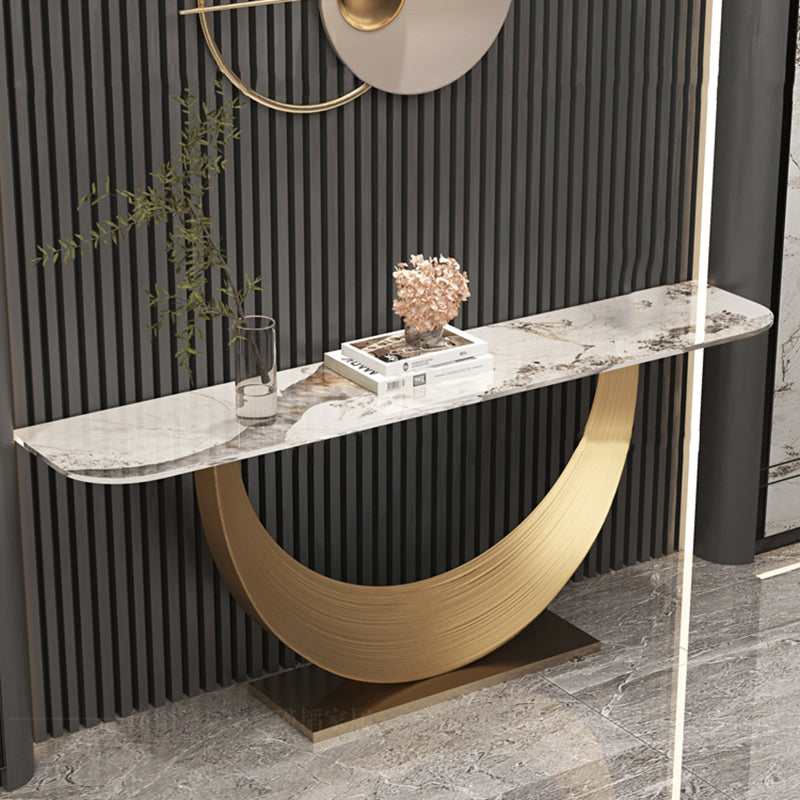 Stone Half Moon Console Table Modern 33.46" Tall Accent Table