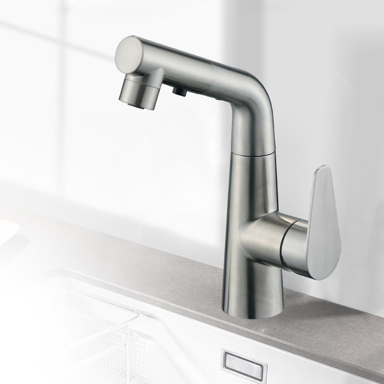 Contemporary Vessel Faucet Pull-out Faucet with Single Lever Handle