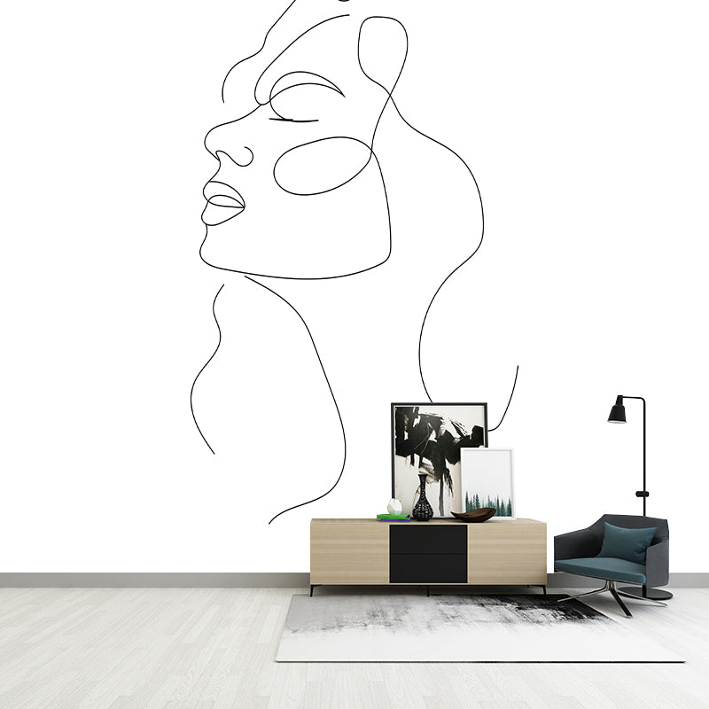 Line Art Mildew Resistant Wallpaper Illustration Sleeping Room Wall Mural
