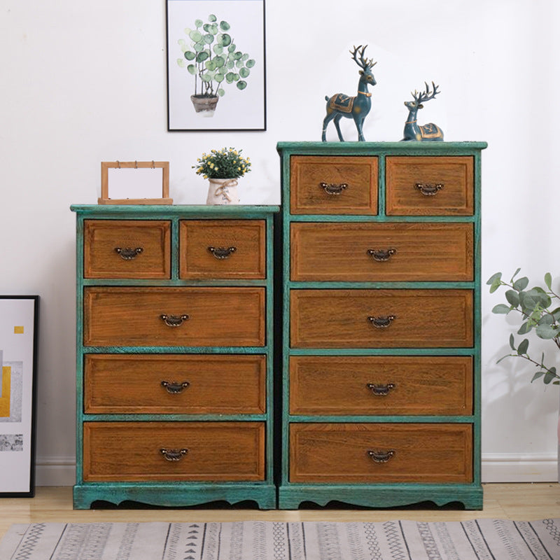 Coastal Solid Wood Lingerie Chest Vertical Storage Chest for Bedroom