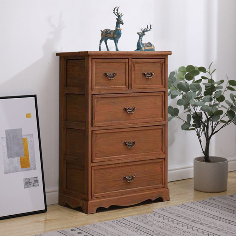 Coastal Solid Wood Lingerie Chest Vertical Storage Chest for Bedroom