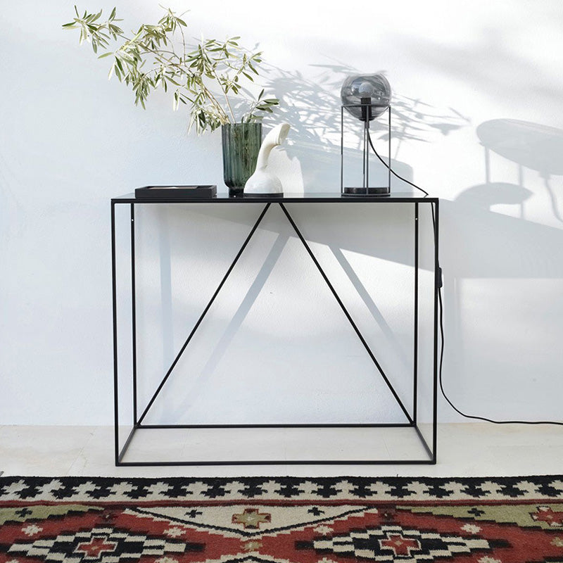 Rectangle Contemporary Console Accent Table Antique Finish Console Sofa Table in Metal