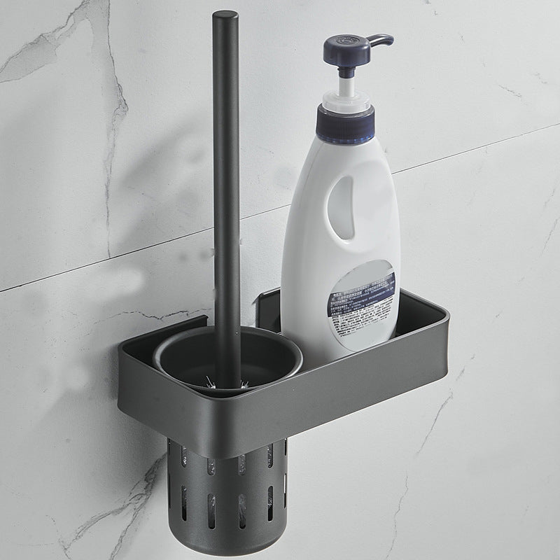 7-Piece Bathroom Hardware Set Matte Black/Gray with Bath Shelf/Towel Bar/Robe Hooks