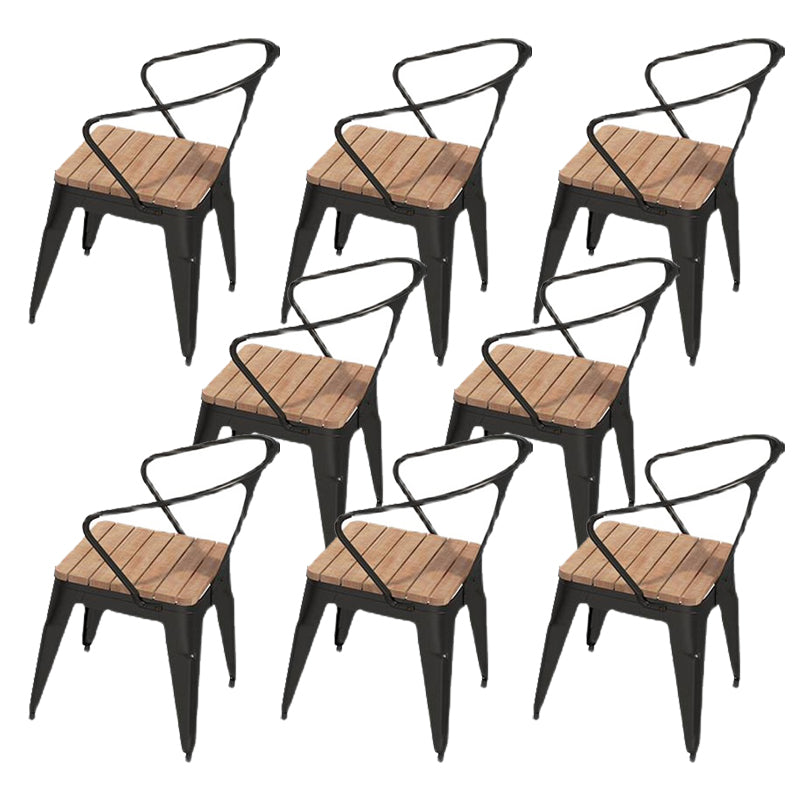 Industrial Metal Outdoors Dining Chairs Open Back Patio Arm Chair