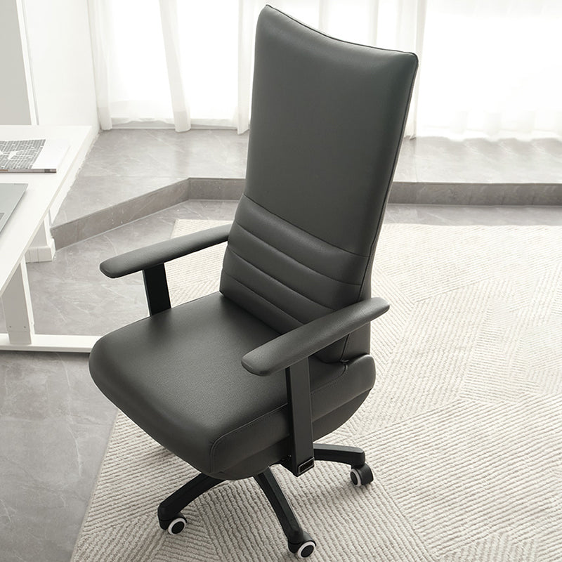 Fixed Arms Desk Chair Modern No Distressing Leather Chair with Wheels