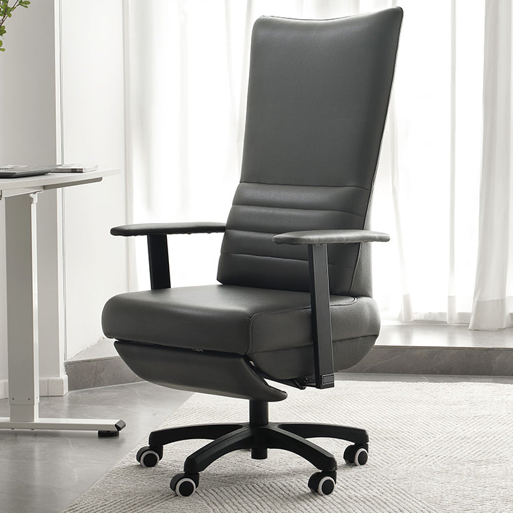 Fixed Arms Desk Chair Modern No Distressing Leather Chair with Wheels