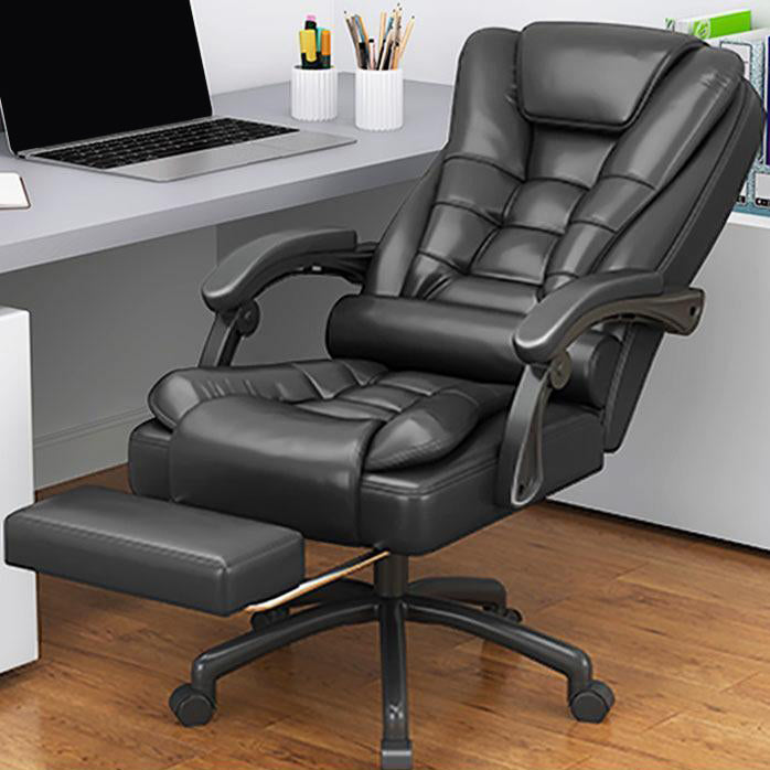 Padded Arms Chair Modern No Distressing Leather Ergonomic Desk Chair with Wheels