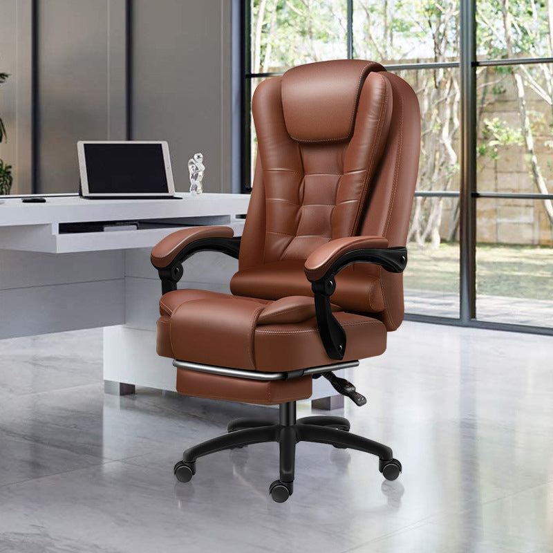 Padded Arms Chair Modern No Distressing Leather Ergonomic Desk Chair with Wheels