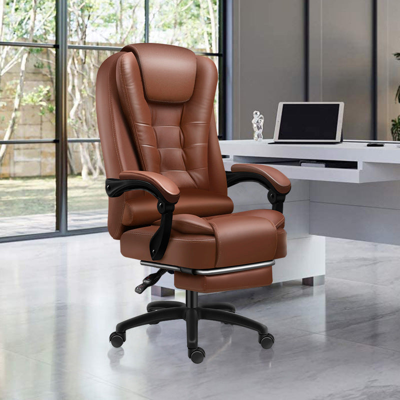 Padded Arms Chair Modern No Distressing Leather Ergonomic Desk Chair with Wheels