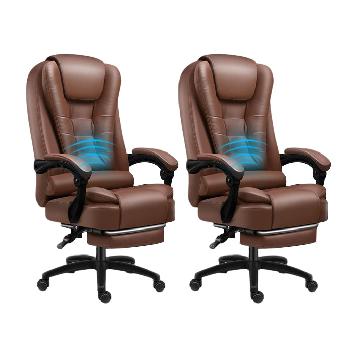 Padded Arms Chair Modern No Distressing Leather Ergonomic Desk Chair with Wheels