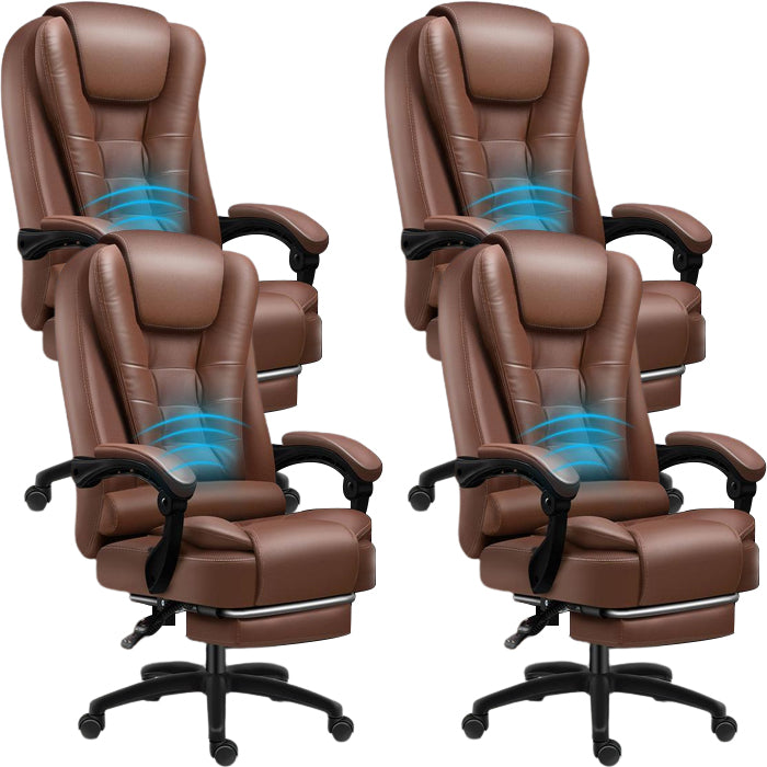 Padded Arms Chair Modern No Distressing Leather Ergonomic Desk Chair with Wheels