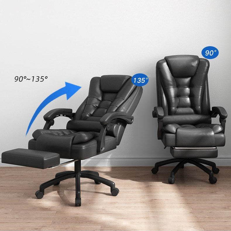 Padded Arms Chair Modern No Distressing Leather Ergonomic Desk Chair with Wheels