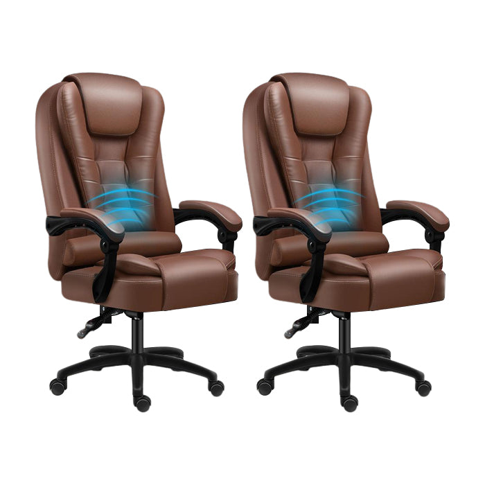 Padded Arms Chair Modern No Distressing Leather Ergonomic Desk Chair with Wheels
