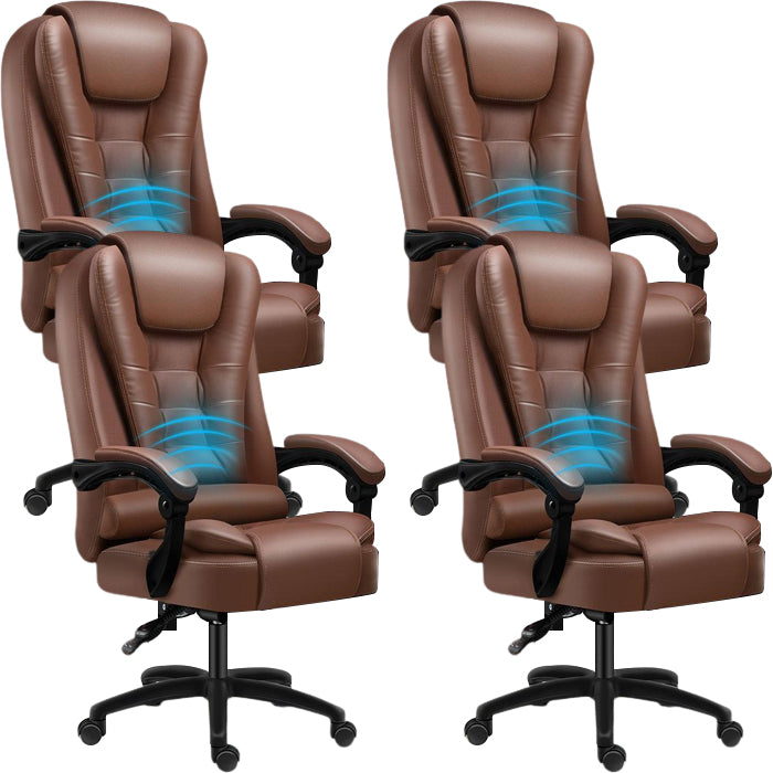 Padded Arms Chair Modern No Distressing Leather Ergonomic Desk Chair with Wheels