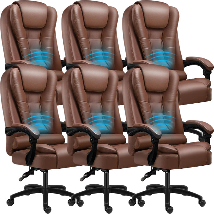 Padded Arms Chair Modern No Distressing Leather Ergonomic Desk Chair with Wheels