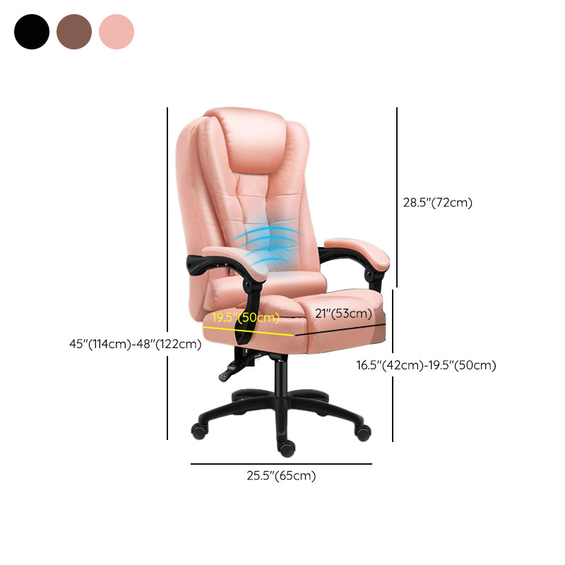 Padded Arms Chair Modern No Distressing Leather Ergonomic Desk Chair with Wheels