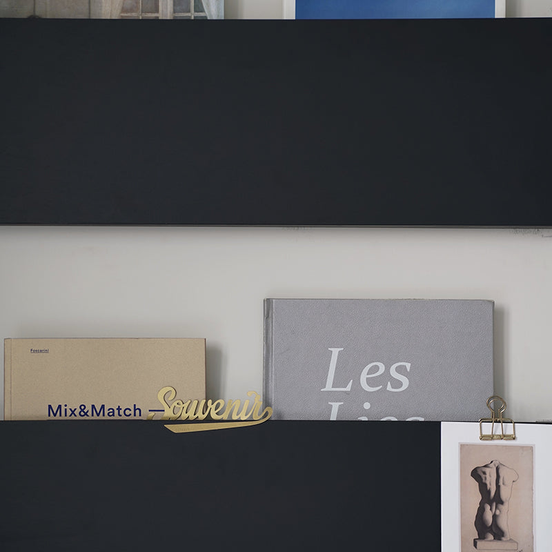 Wall Mounted Bookshelf Modern Style Metal Shelf Bookcase in Black