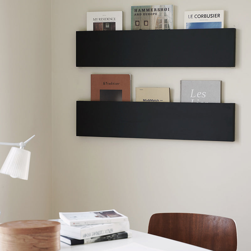 Wall Mounted Bookshelf Modern Style Metal Shelf Bookcase in Black