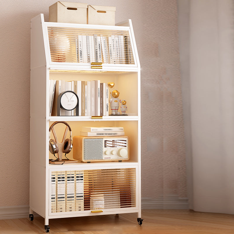 Glam Closed Back Standard Bookshelf Metal Bookcase for Study Room