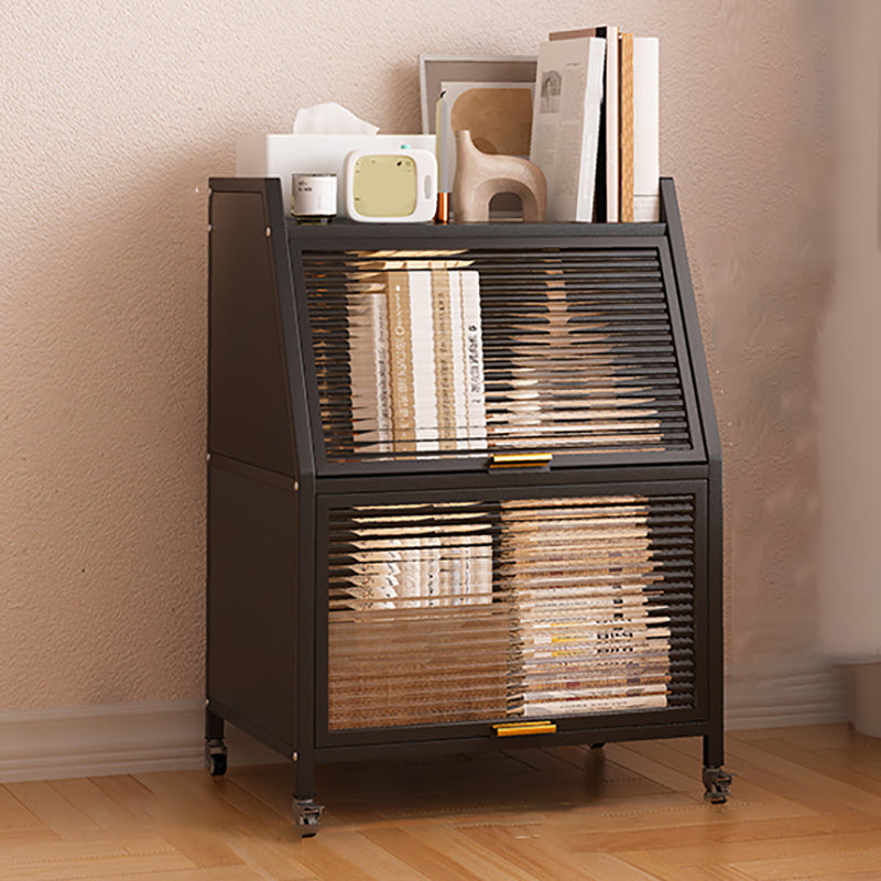 Glam Closed Back Standard Bookshelf Metal Bookcase for Study Room