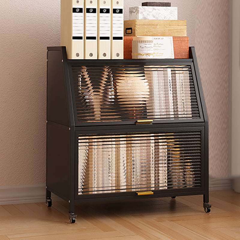 Glam Closed Back Standard Bookshelf Metal Bookcase for Study Room