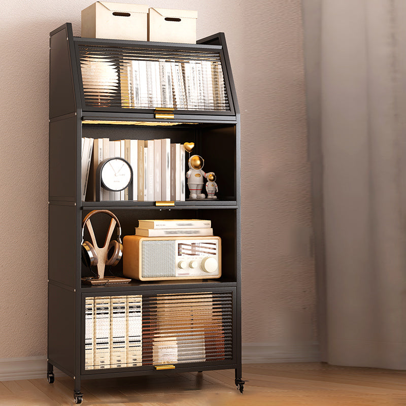 Glam Closed Back Standard Bookshelf Metal Bookcase for Study Room