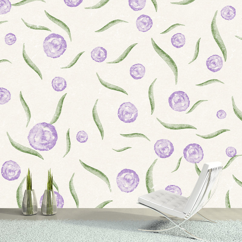 Modern Illustration Mural Wallpaper Plant Environment Friendly Bedroom Wall Mural
