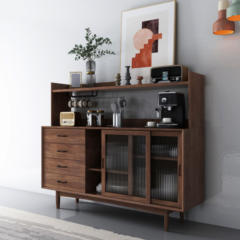 Modern Dining Hutch Pine Buffet Cabinet with Drawers for Dining Room