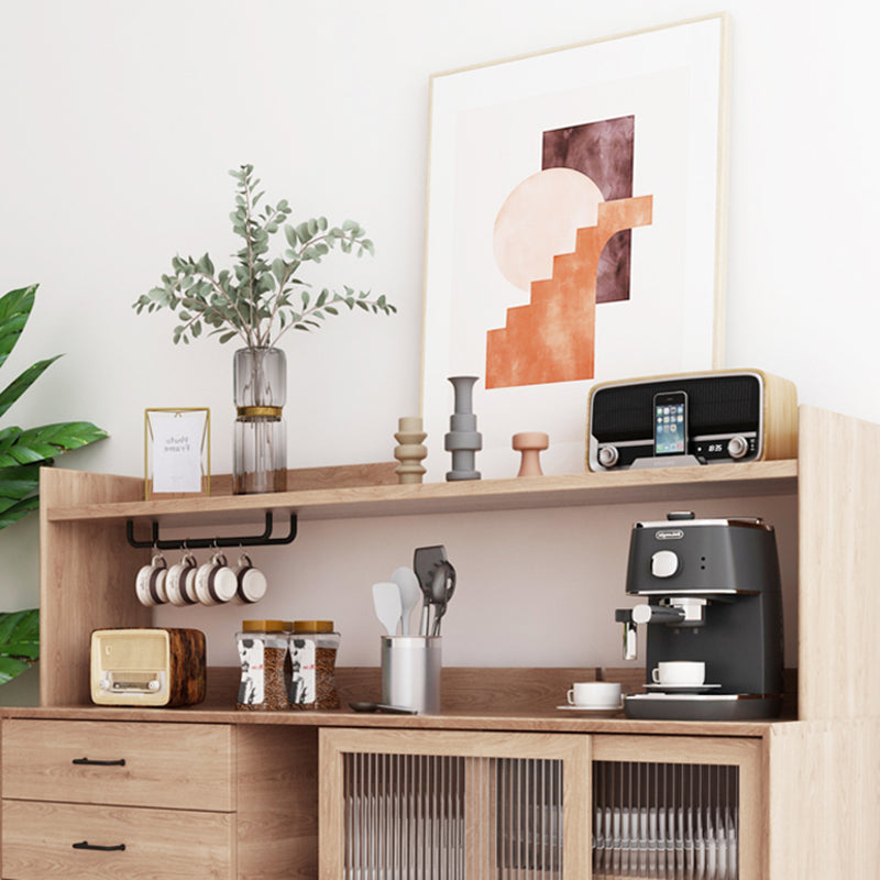 Modern Dining Hutch Pine Buffet Cabinet with Drawers for Dining Room