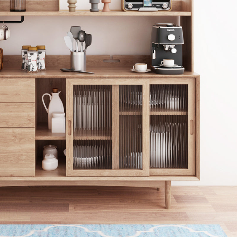 Modern Dining Hutch Pine Buffet Cabinet with Drawers for Dining Room