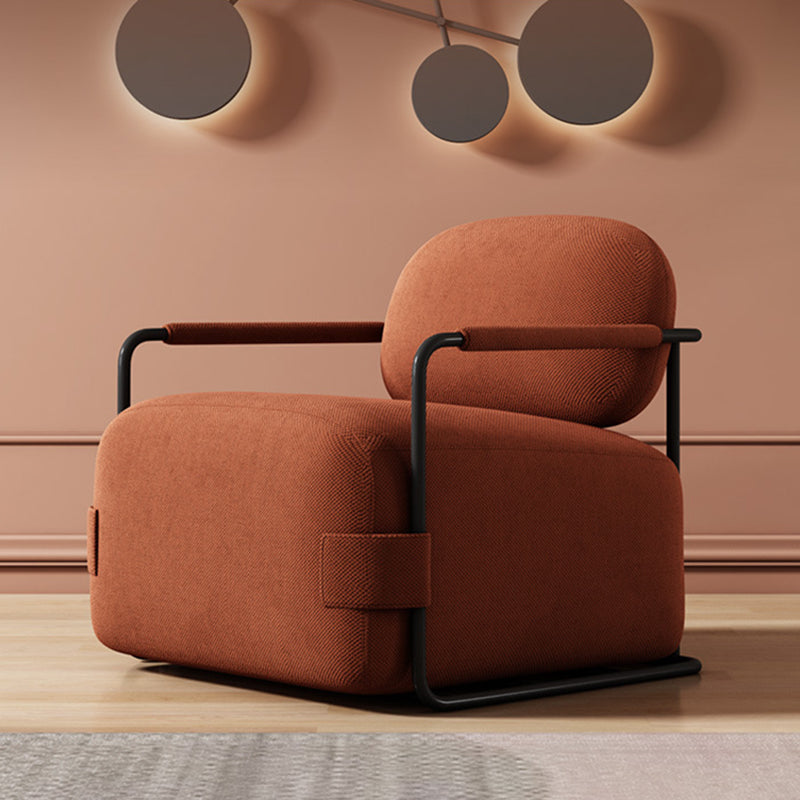 Contemporary Solid Color Accent Armchair Arms Included Orange Arm Chair for Living Room