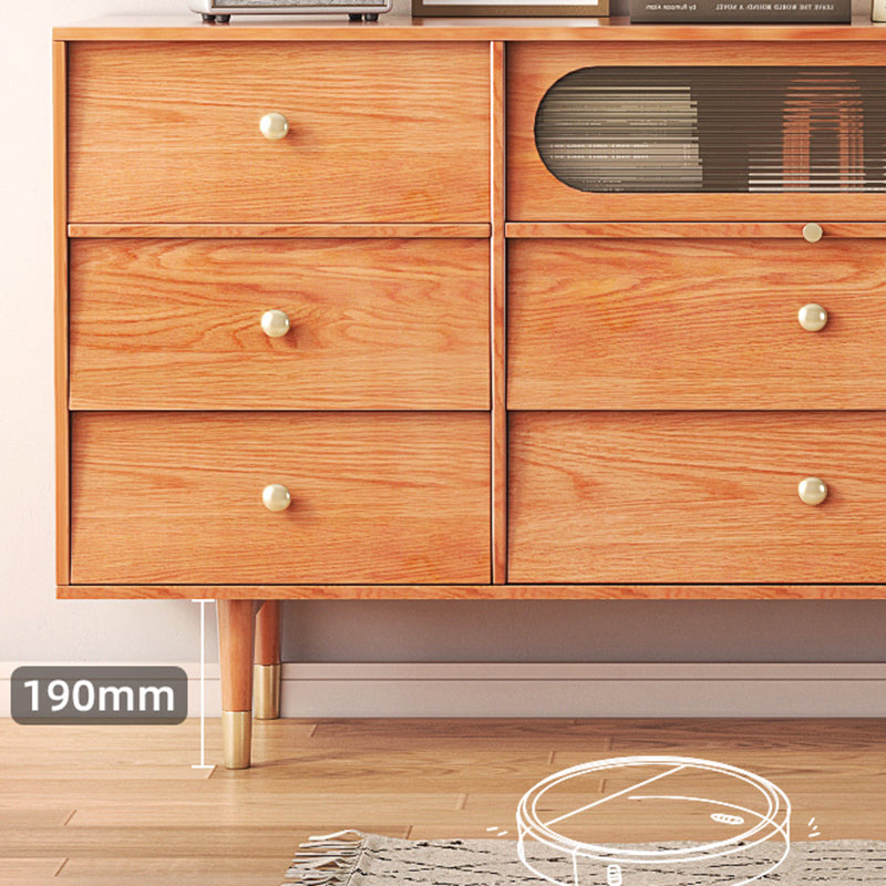 Mid-Century Rectangle Accent Cabinet Solid Wood Storage Cabinet