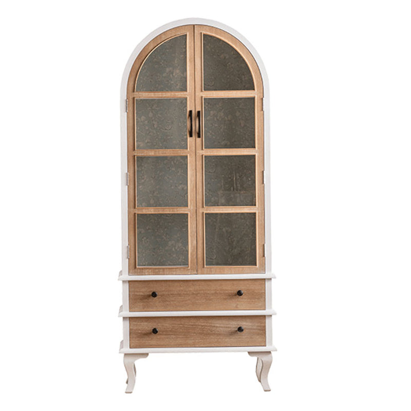 Half Circle Accent Cabinet Solid Wood Storage Cabinet with  Drawer