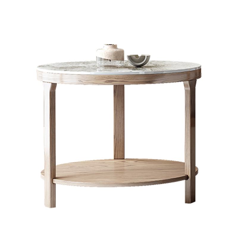 Modern Round 3 Legs Coffee Table No Distressing Coffee Table Set with Shelf