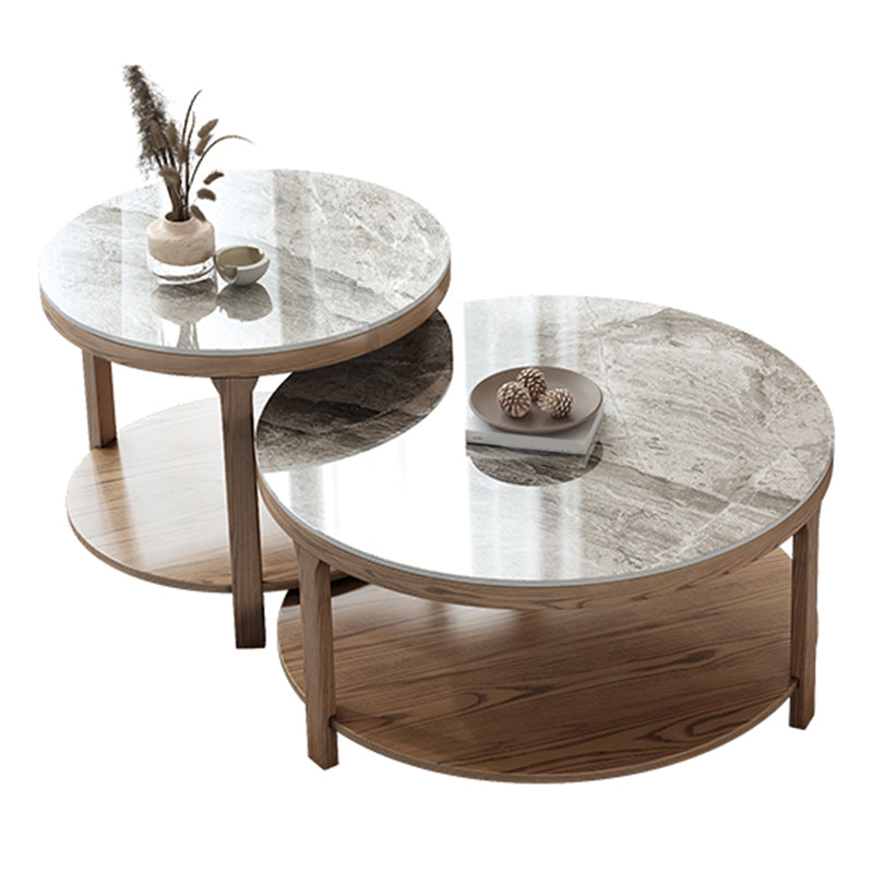 Modern Round 3 Legs Coffee Table No Distressing Coffee Table Set with Shelf