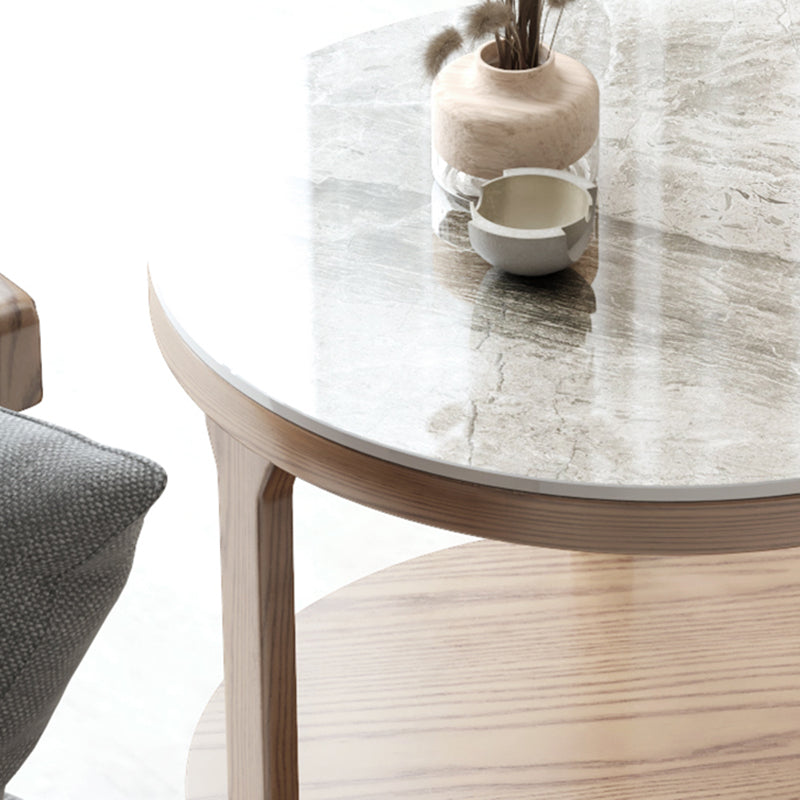 Modern Round 3 Legs Coffee Table No Distressing Coffee Table Set with Shelf